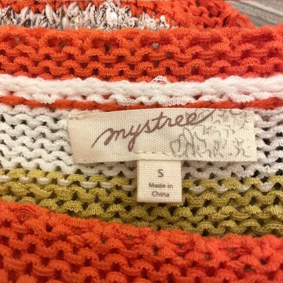 Mystree Multicolor Striped Drop-Shoulder Crewneck Sweater Size Small - Picture 9 of 14